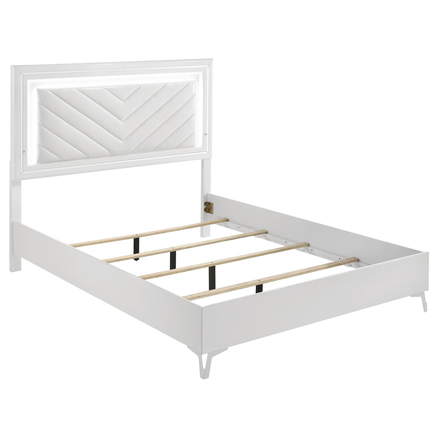 Cassia 4-piece Queen LED Bedroom Set White High Gloss - 215791Q-S4
