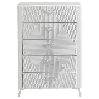 Cassia 5-drawer Bedroom Chest of Drawers White High Gloss - 215795