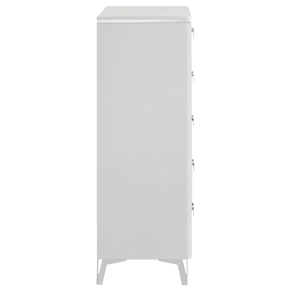 Cassia 5-drawer Bedroom Chest of Drawers White High Gloss - 215795