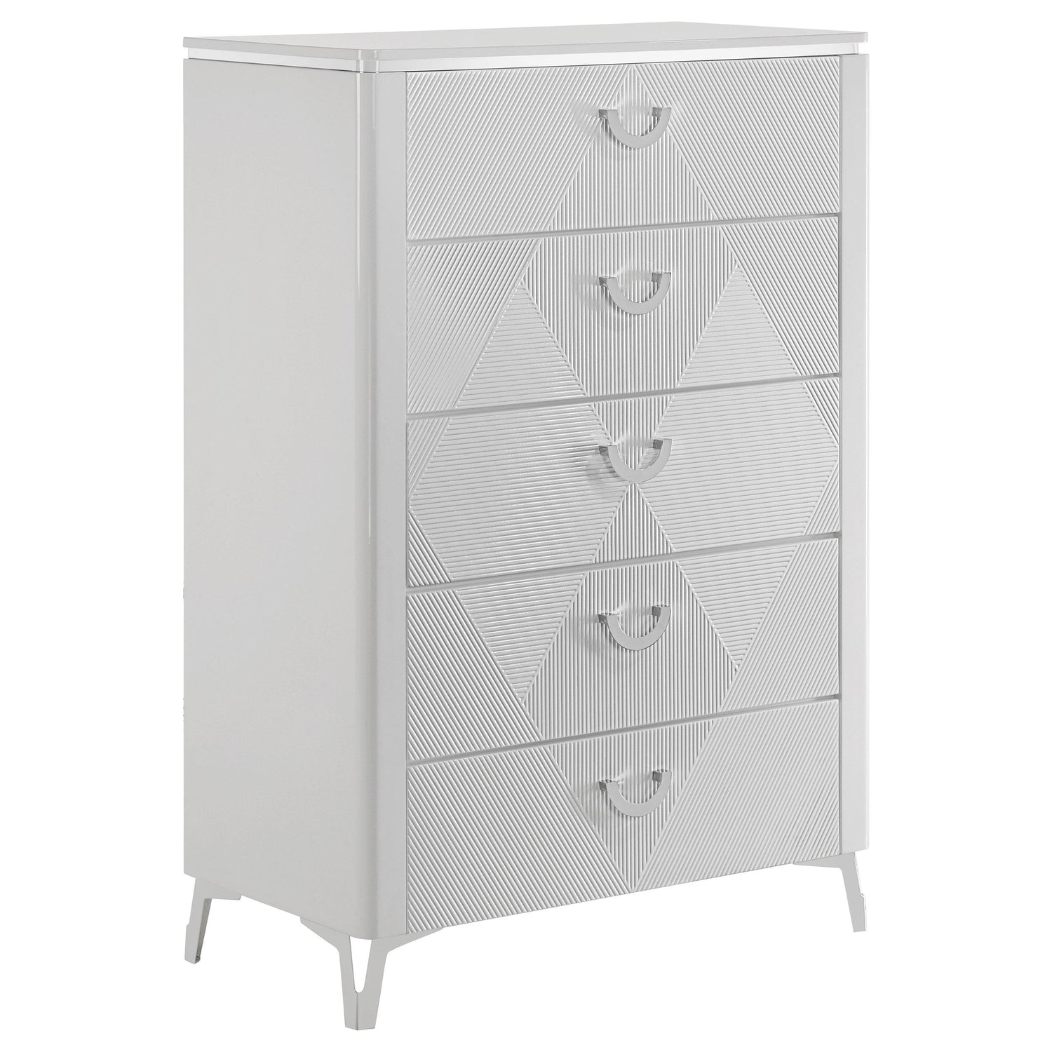 Cassia 5-piece Eastern King LED Bedroom Set White High Gloss - 215791KE-S5