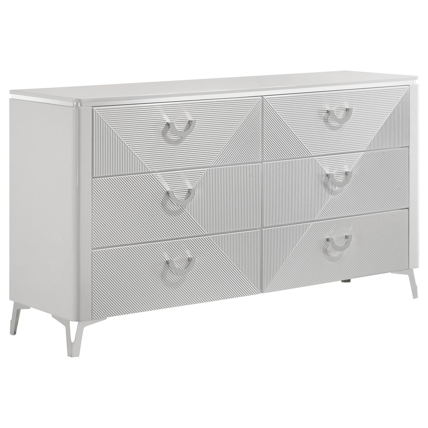 Cassia 5-piece Eastern King LED Bedroom Set White High Gloss - 215791KE-S5