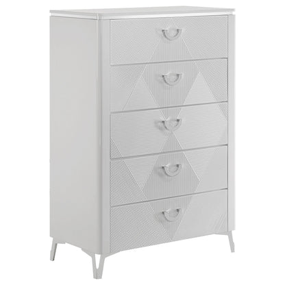 Cassia 5-piece Queen LED Bedroom Set White High Gloss - 215791Q-S5