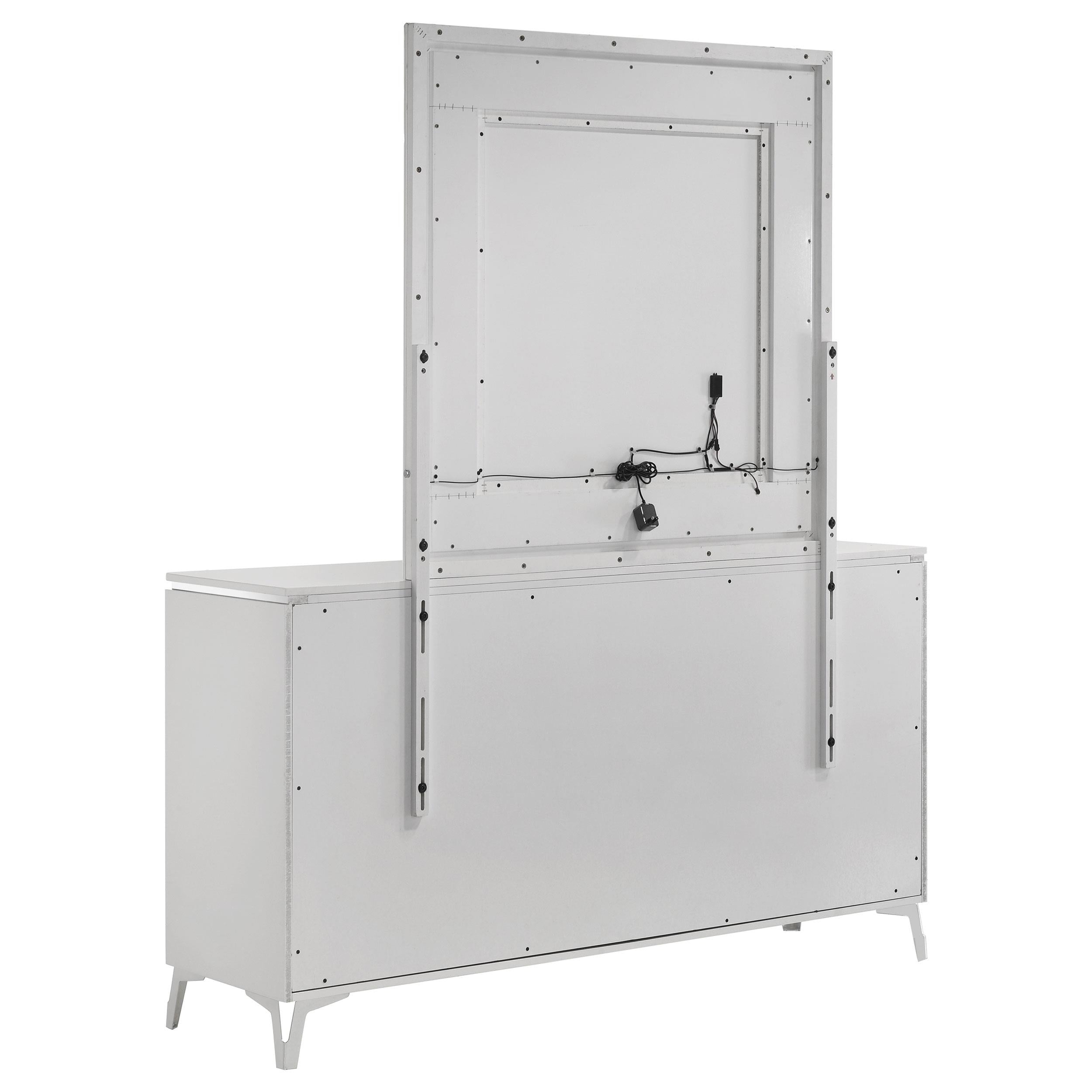 Cassia 6-drawer Dresser Cabinet with Mirror White High Gloss - 215793M