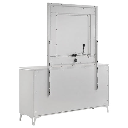 Cassia 6-drawer Dresser Cabinet with Mirror White High Gloss - 215793M
