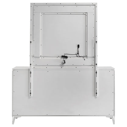 Cassia 6-drawer Dresser Cabinet with Mirror White High Gloss - 215793M