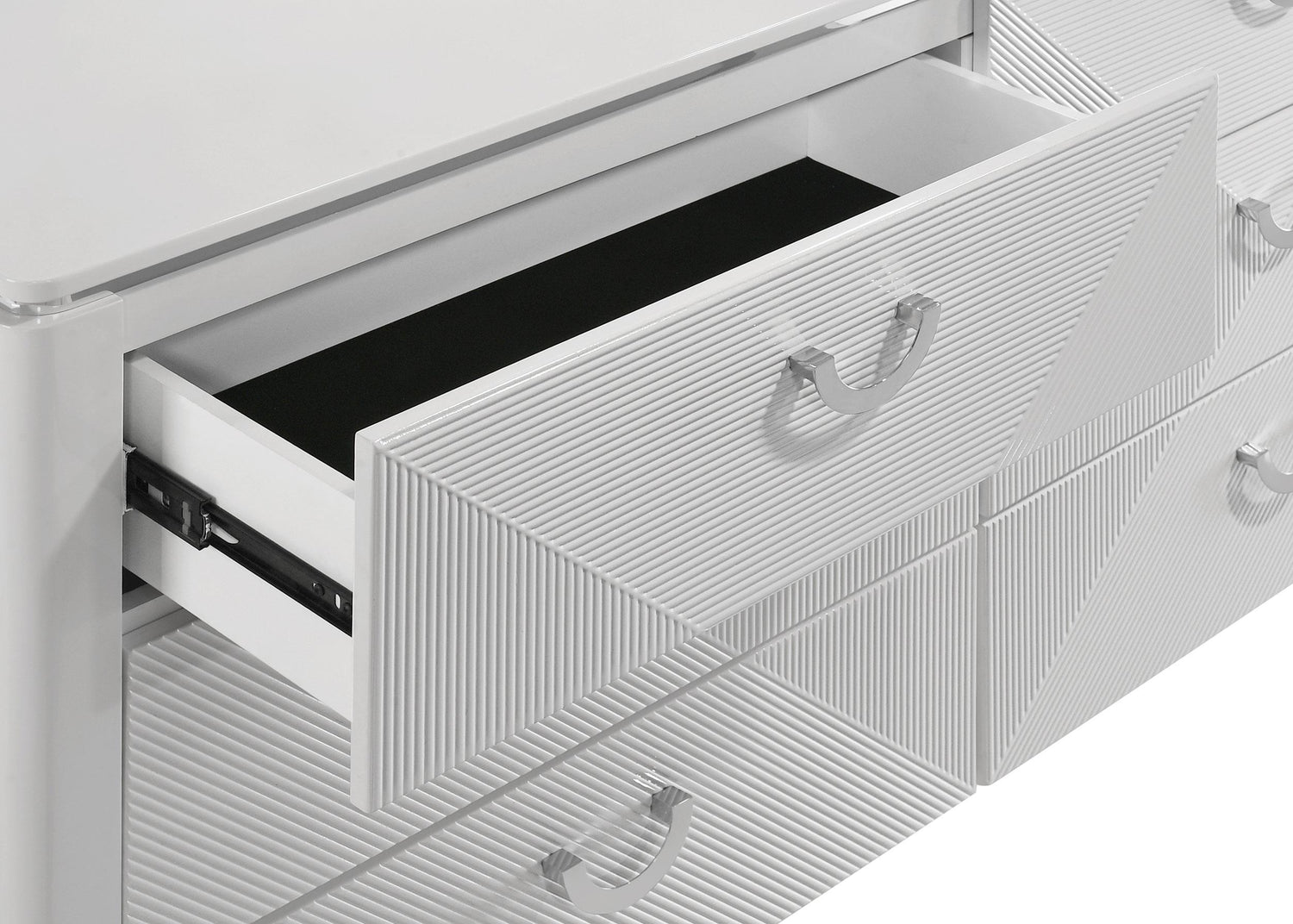 Cassia 6-drawer Dresser Cabinet with Mirror White High Gloss - 215793M