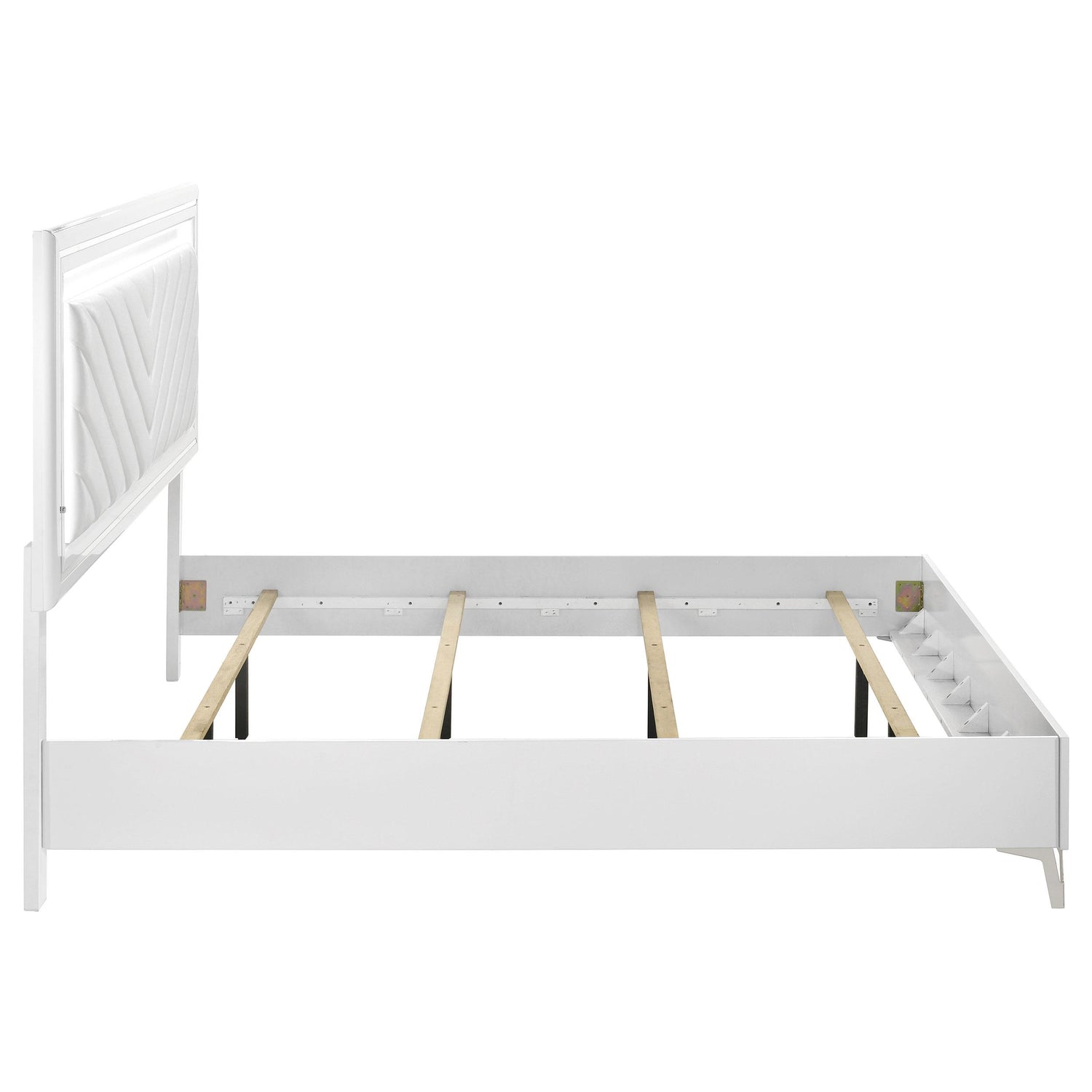 Cassia Eastern King LED Panel Bed White High Gloss - 215791KE