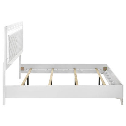 Cassia Eastern King LED Panel Bed White High Gloss - 215791KE