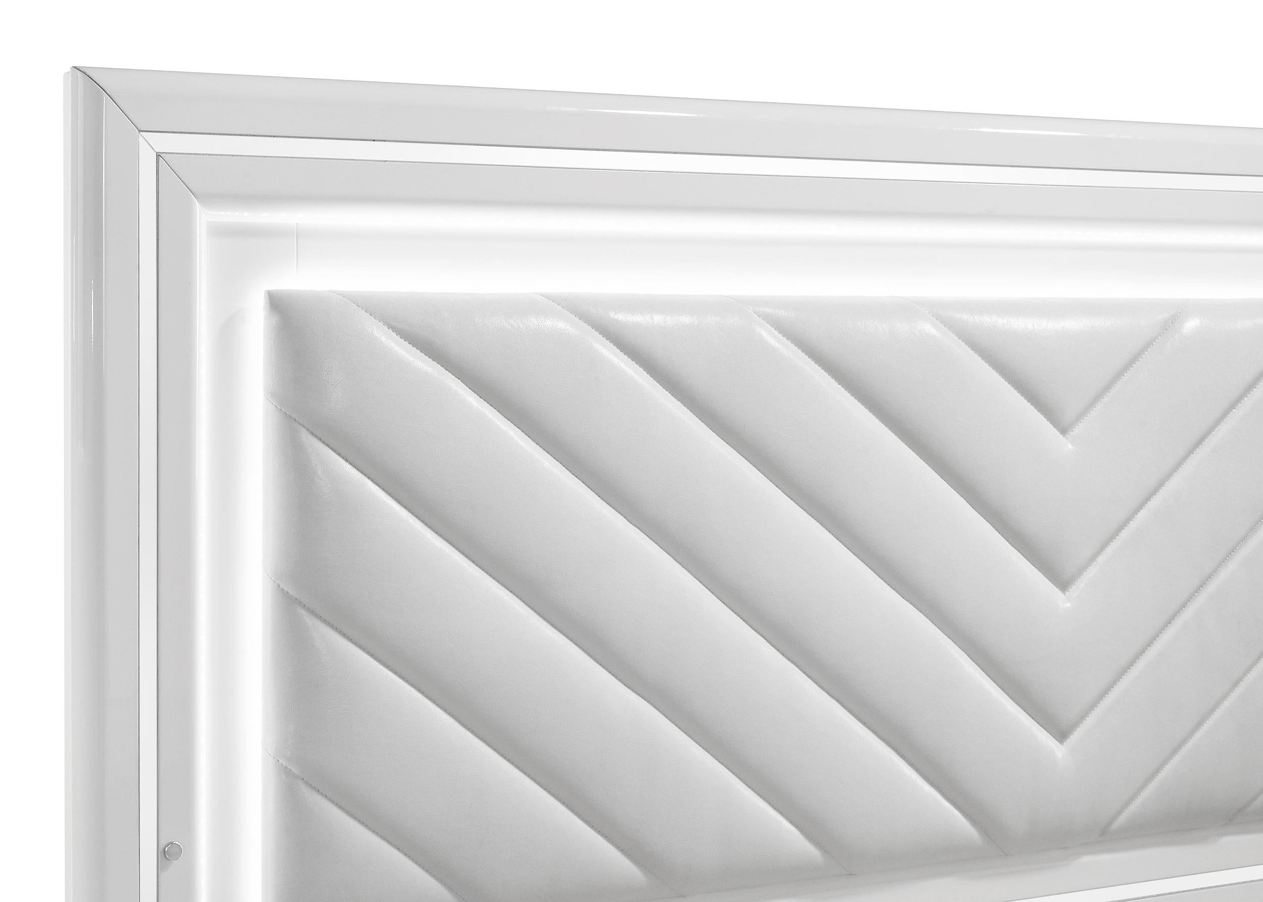Cassia Eastern King LED Panel Bed White High Gloss - 215791KE