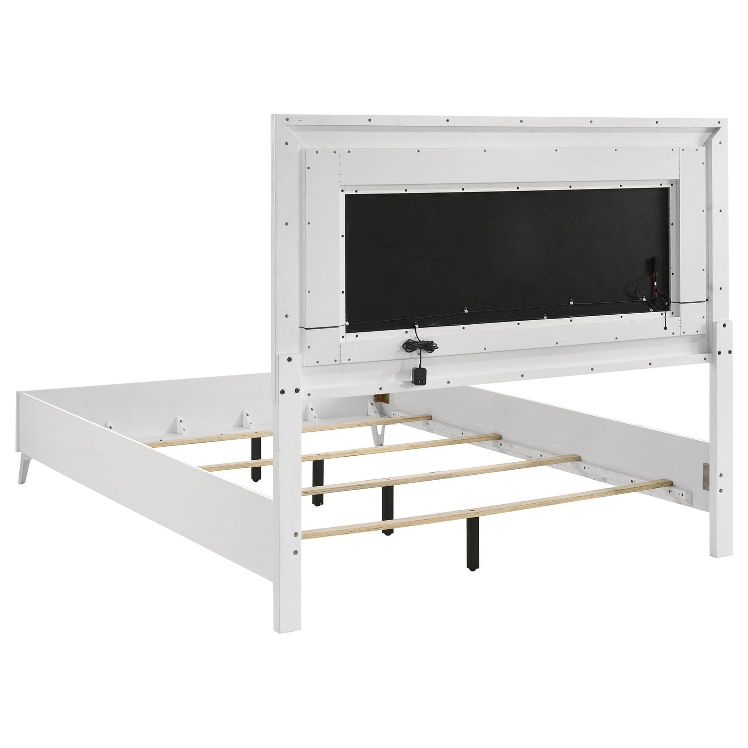 Cassia Queen LED Panel Bed White High Gloss - 215791Q