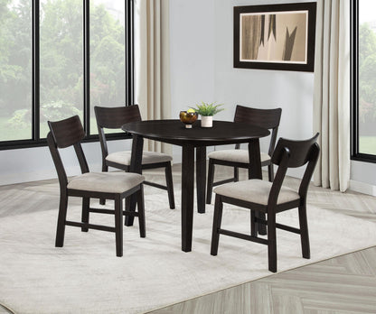 Catley 5-piece Round Drop Leaf Dining Table Set Dark Coffee - 150350