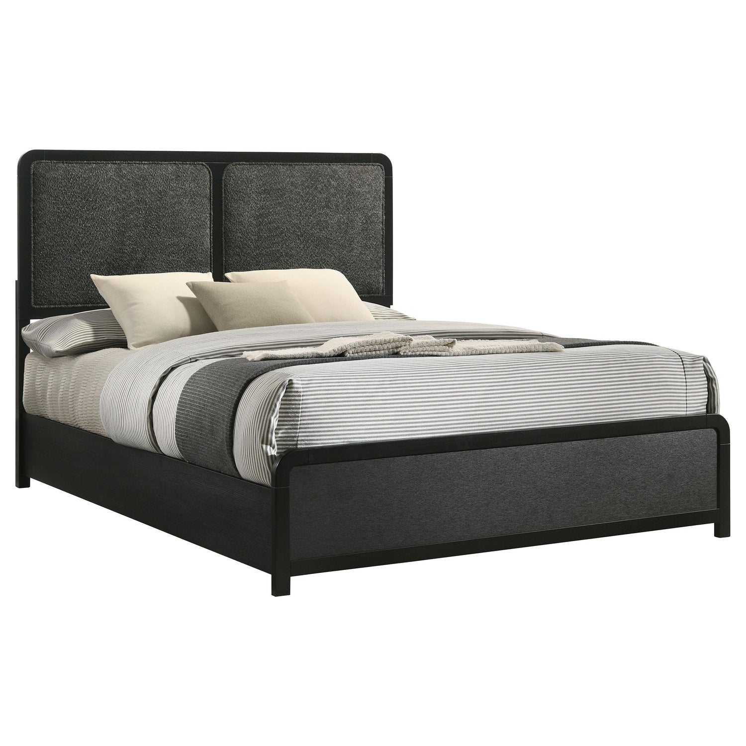 Cavelle 47-inch Upholstered Eastern King Bed Black - 223661KE