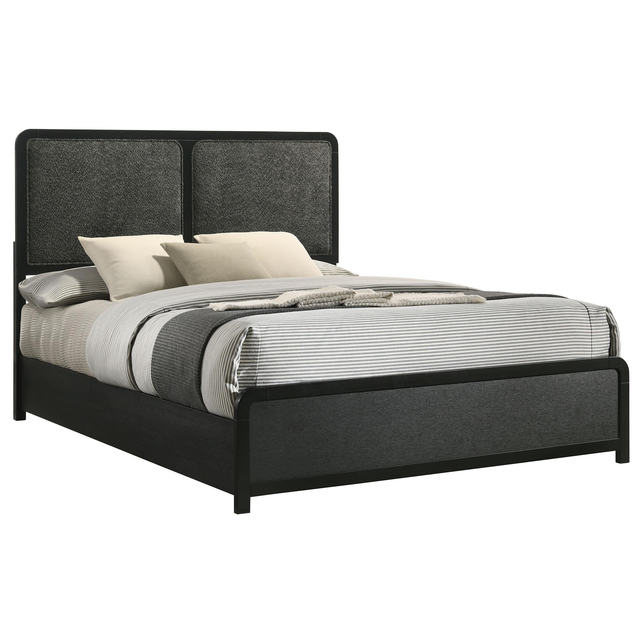 Cavelle 47-inch Upholstered Eastern King Bed Black - 223661KE