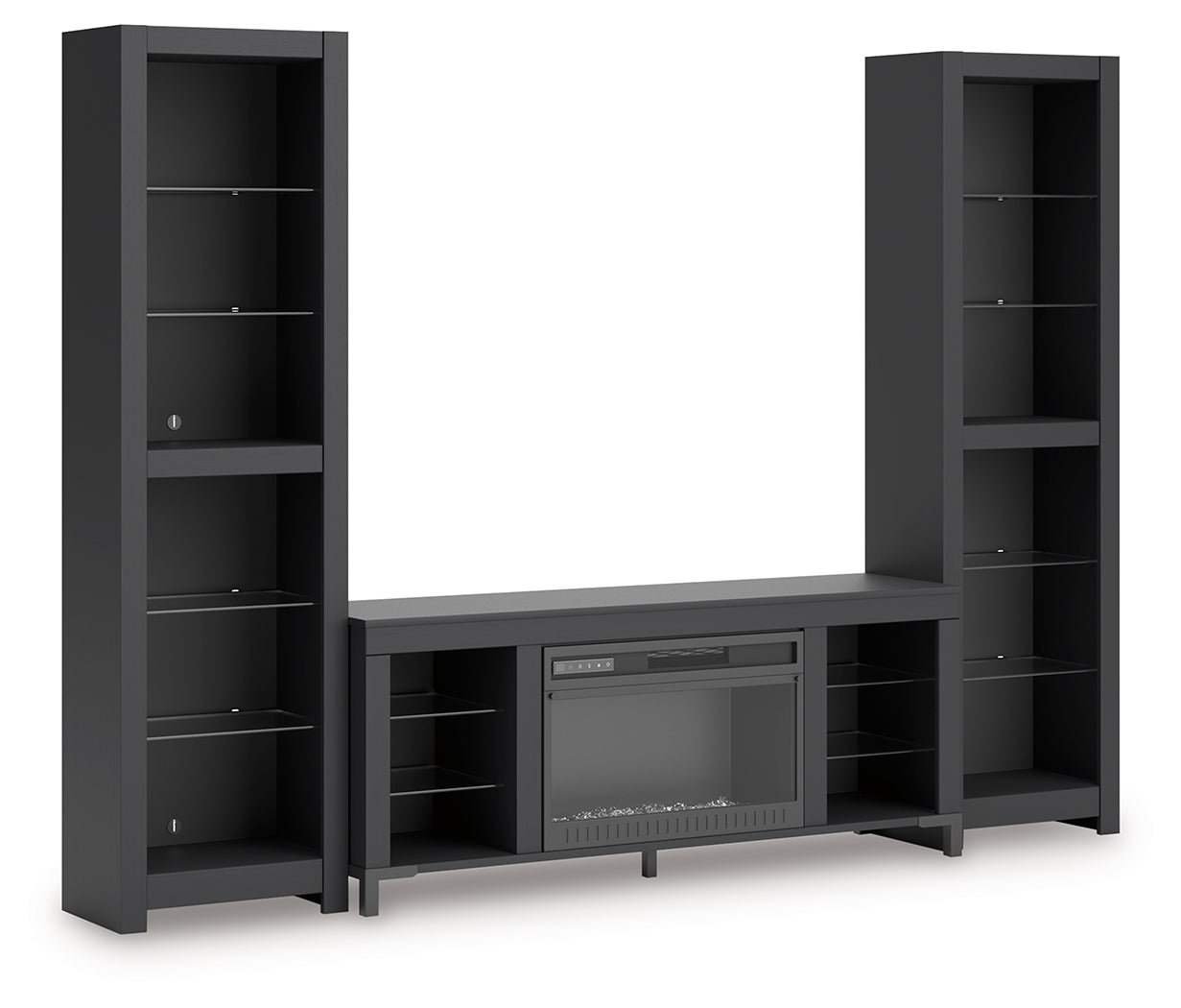 Cayberry Black 3-Piece Entertainment Center with Electric Fireplace - W2721W2