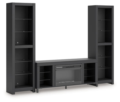 Cayberry Black 3-Piece Entertainment Center with Electric Fireplace - W2721W2