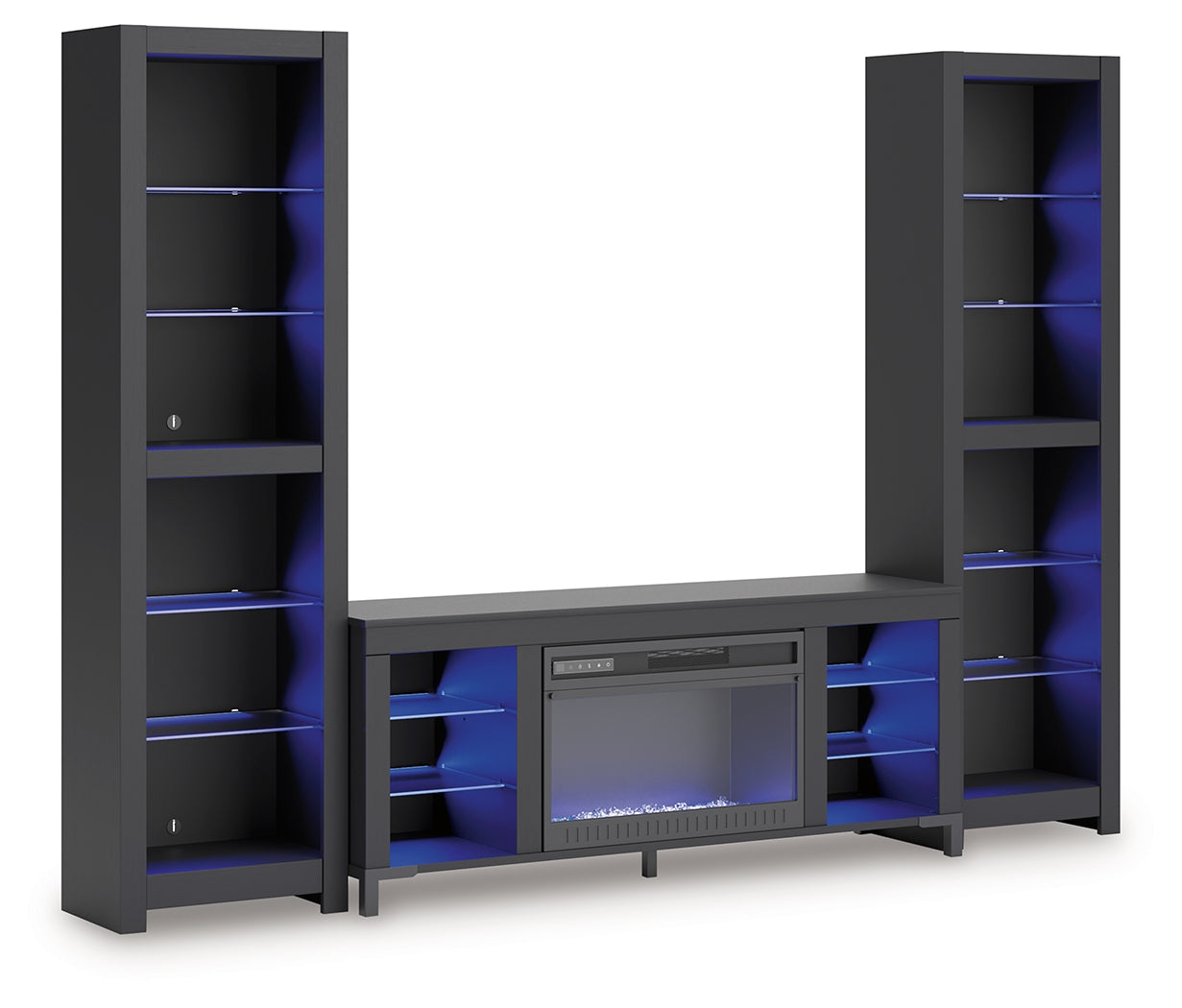 Cayberry Black 3-Piece Entertainment Center with Electric Fireplace - W2721W2