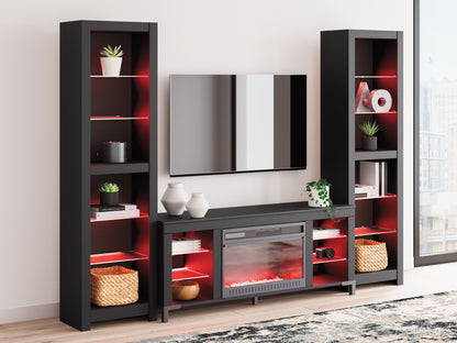 Cayberry Black 3-Piece Entertainment Center with Electric Fireplace - W2721W2