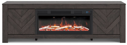 Cayboni Black 71" TV Stand with Electric Fireplace - W3789W1