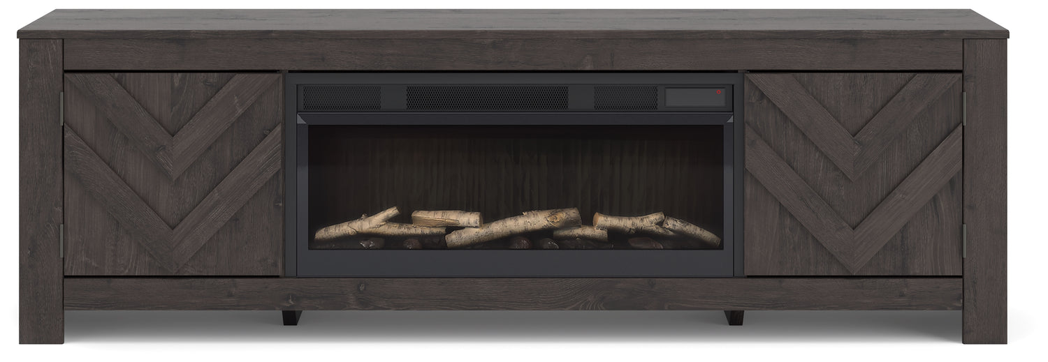 Cayboni Black 71" TV Stand with Electric Fireplace - W3789W1