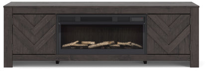 Cayboni Black 71" TV Stand with Electric Fireplace - W3789W1