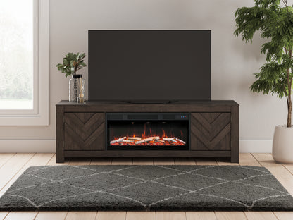 Cayboni Black 71" TV Stand with Electric Fireplace - W3789W1