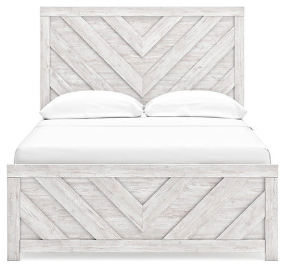 Cayboni Full Panel Bed with Dresser and 2 Nightstands in Whitewash - PKG016588