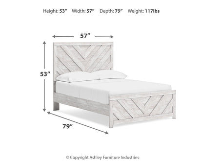 Cayboni Full Panel Bed with Dresser in Whitewash - PKG016587