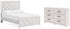 Cayboni Full Panel Bed with Dresser in Whitewash - PKG016587