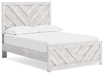 Cayboni Full Panel Bed with Dresser in Whitewash - PKG016587