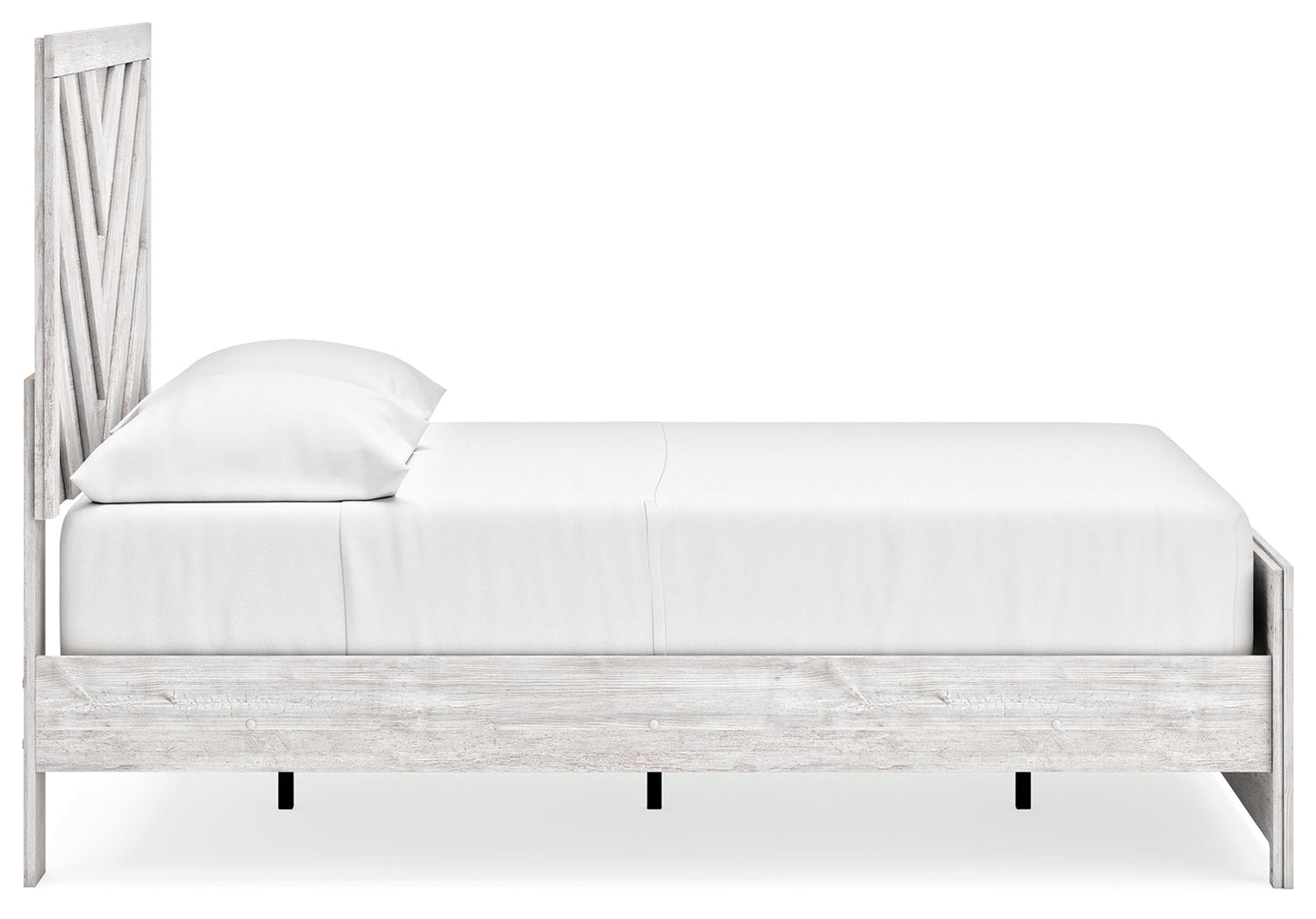 Cayboni Full Panel Bed with Mirrored Dresser, Chest and 2 Nightstands in Whitewash - PKG016592