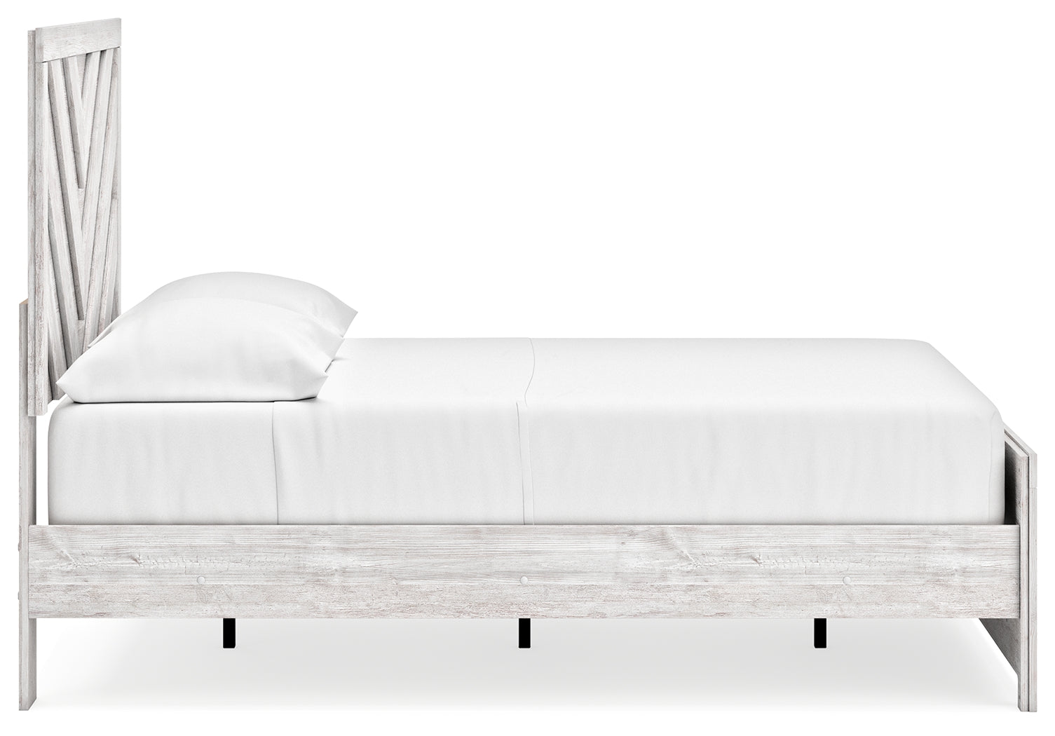 Cayboni Full Panel Bed with Mirrored Dresser in Whitewash - PKG016590