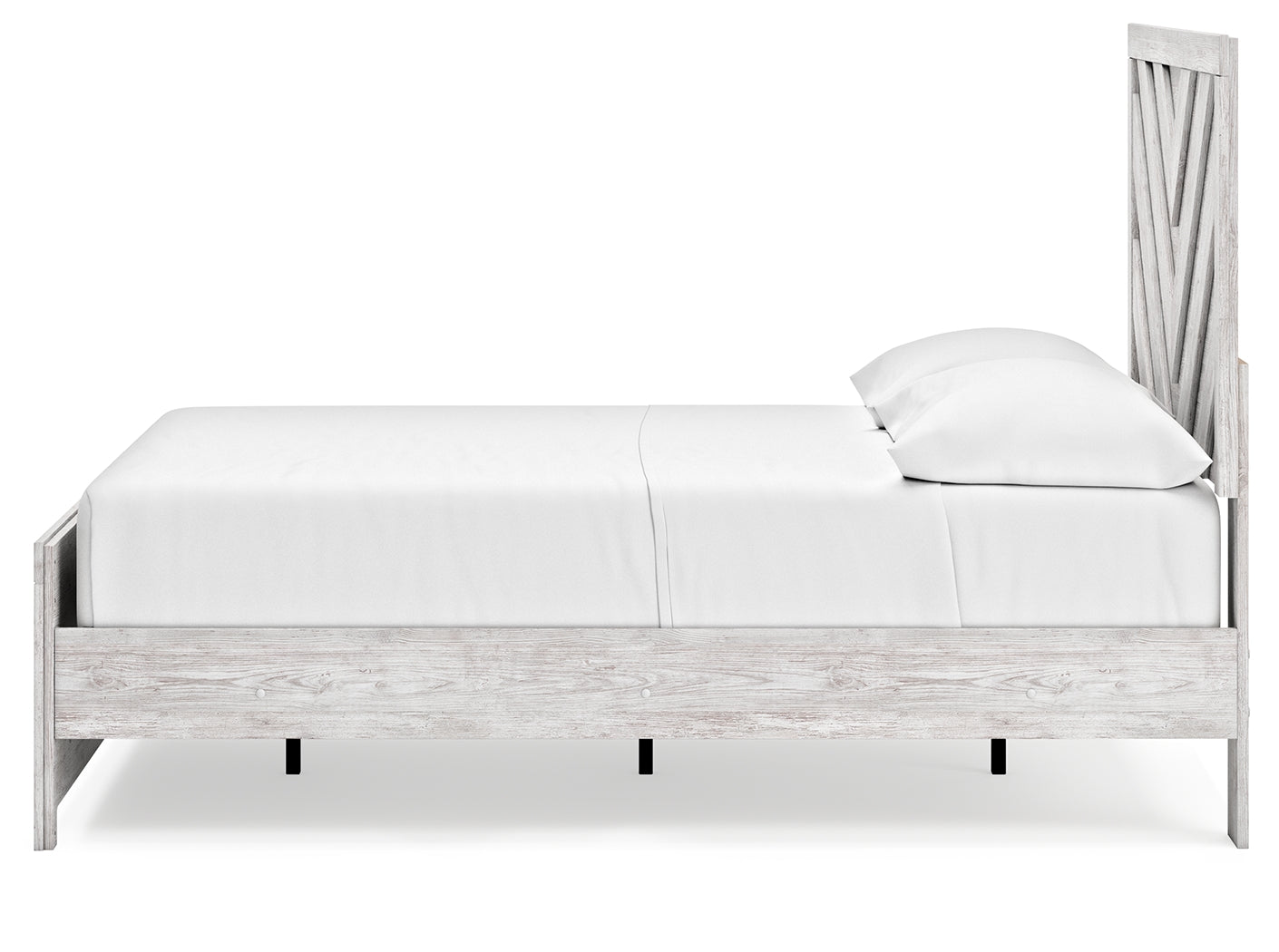 Cayboni Full Panel Bed with Nightstand in Whitewash - PKG016589