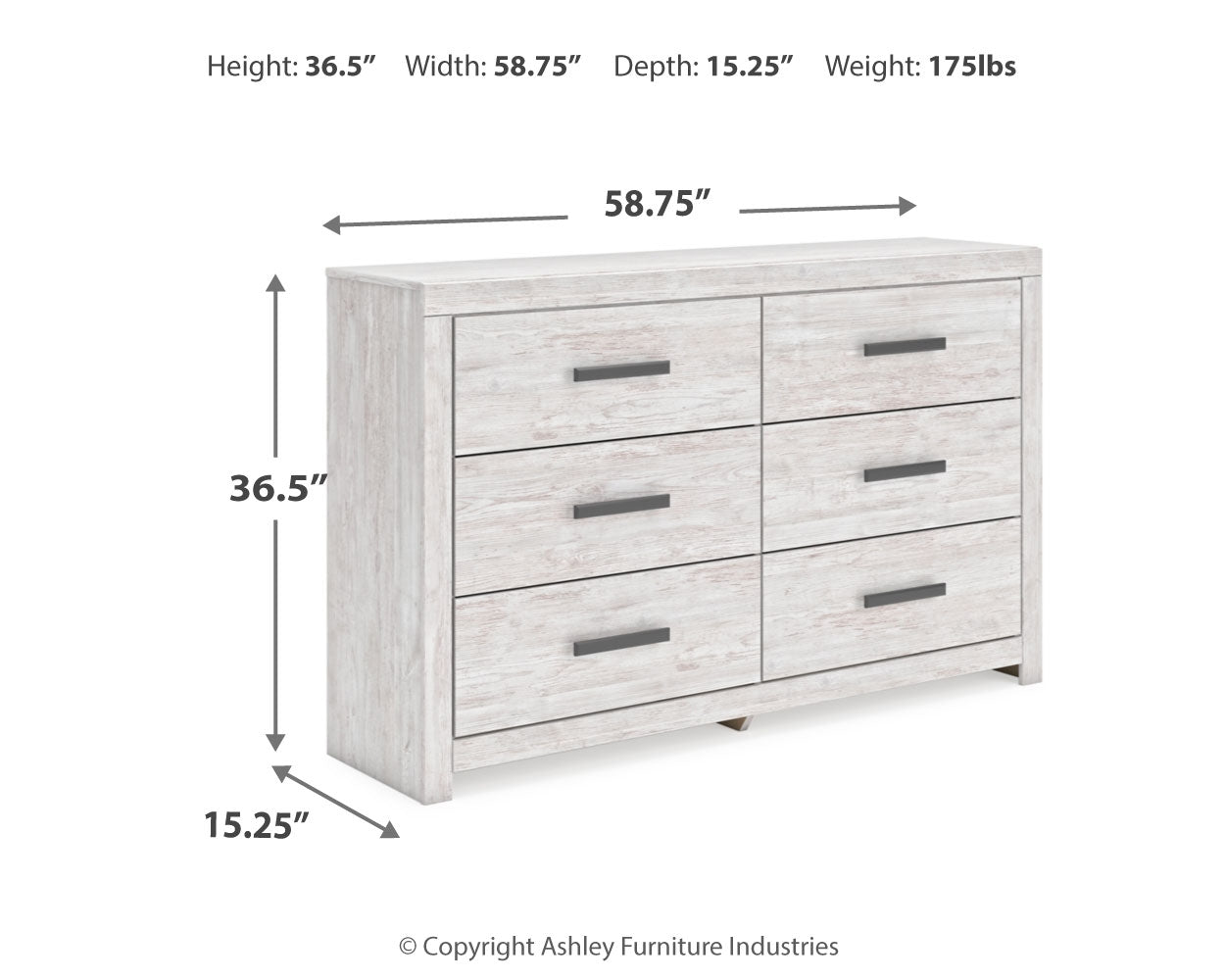 Cayboni King Panel Bed with Dresser and 2 Nightstands in Whitewash from Ashley - Luna Furniture