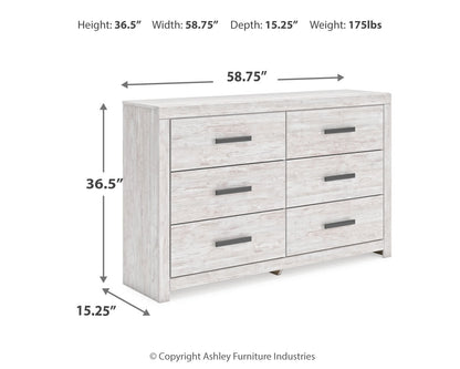 Cayboni King Panel Bed with Dresser and 2 Nightstands in Whitewash from Ashley - Luna Furniture