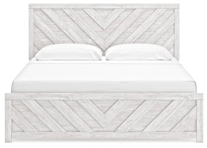 Cayboni King Panel Bed with Dresser and 2 Nightstands in Whitewash from Ashley - Luna Furniture