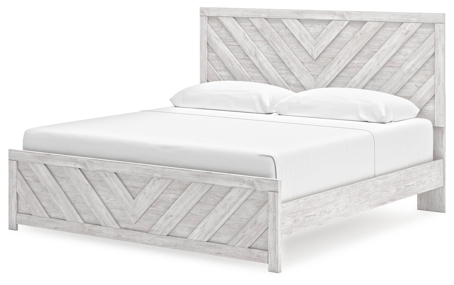 Cayboni King Panel Bed with Dresser and 2 Nightstands in Whitewash from Ashley - Luna Furniture