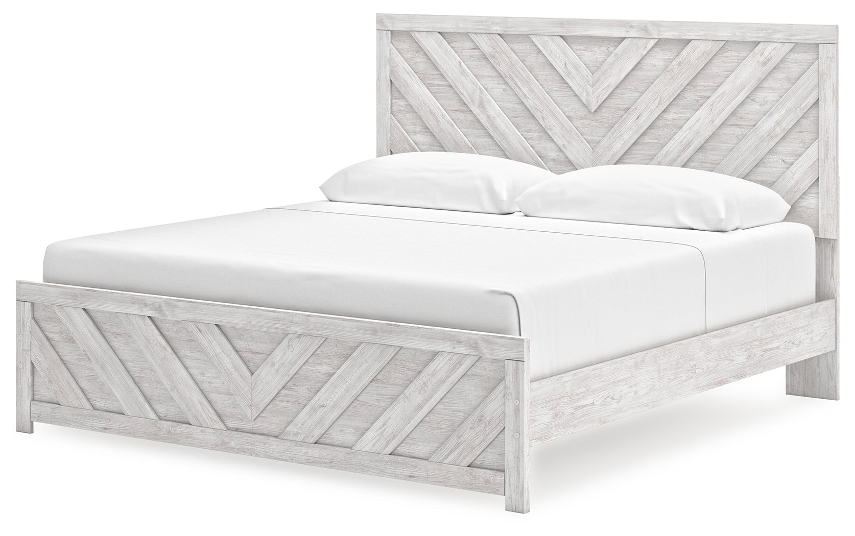 Cayboni King Panel Bed with Dresser and 2 Nightstands in Whitewash from Ashley - Luna Furniture