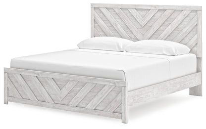 Cayboni King Panel Bed with Dresser and 2 Nightstands in Whitewash from Ashley - Luna Furniture