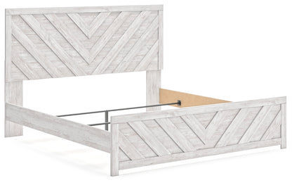 Cayboni King Panel Bed with Dresser and 2 Nightstands in Whitewash from Ashley - Luna Furniture
