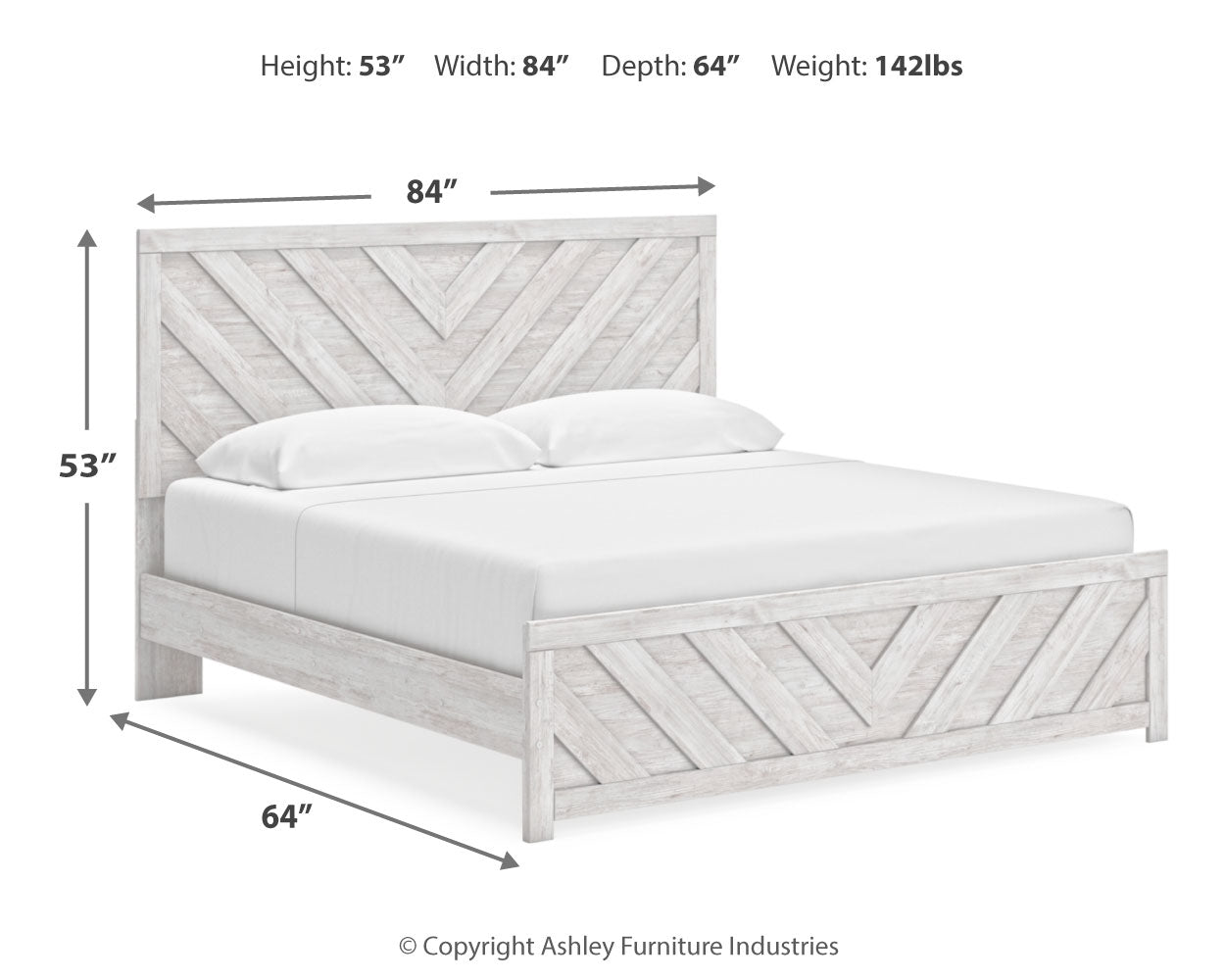 Cayboni King Panel Bed with Dresser and 2 Nightstands in Whitewash from Ashley - Luna Furniture