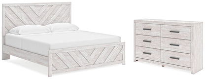 Cayboni King Panel Bed with Dresser in Whitewash - PKG019179