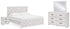 Cayboni King Panel Bed with Mirrored Dresser and Nightstand in Whitewash - PKG019176