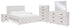 Cayboni King Panel Bed with Mirrored Dresser, Chest and 2 Nightstands in Whitewash - PKG019175