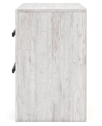 Cayboni Queen Panel Bed with Mirrored Dresser and 2 Nightstands in Whitewash from Ashley - Luna Furniture