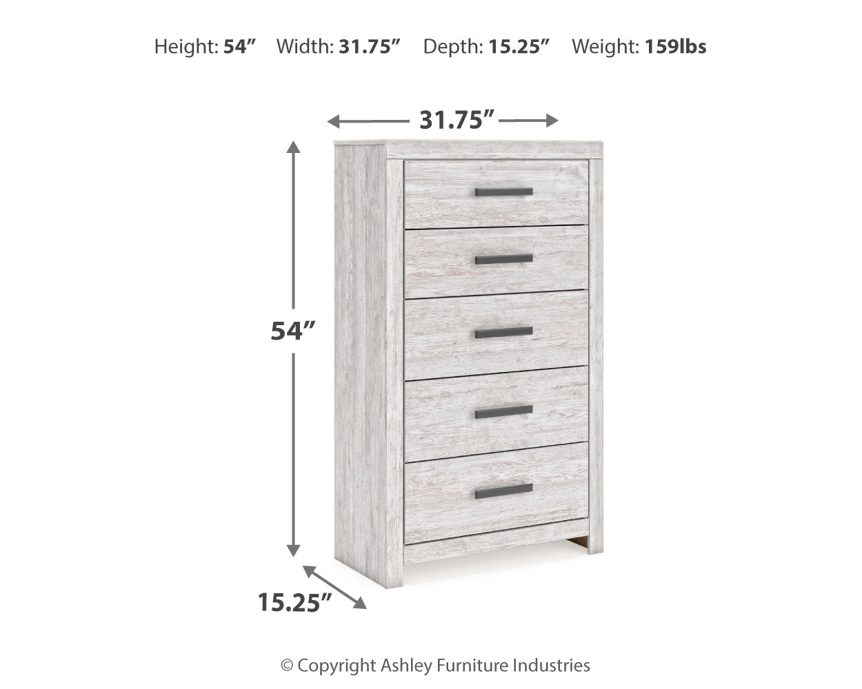 Cayboni Queen Panel Bed with Mirrored Dresser, Chest and Nightstand in Whitewash from Ashley - Luna Furniture