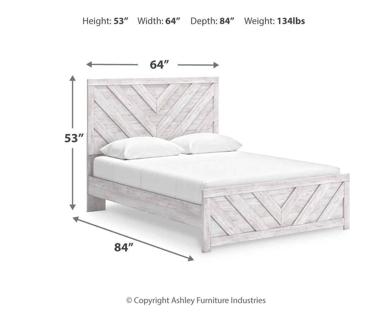Cayboni Queen Panel Bed with Mirrored Dresser, Chest and Nightstand in Whitewash from Ashley - Luna Furniture