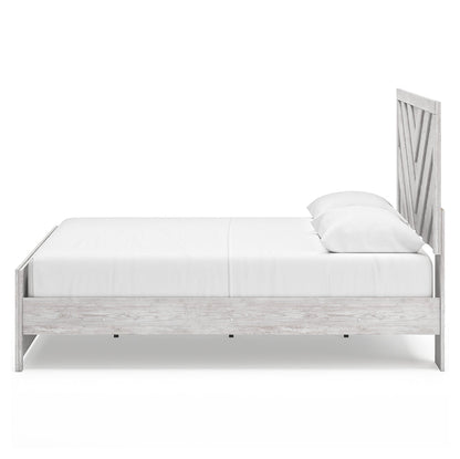 Cayboni Queen Panel Bed with Mirrored Dresser, Chest and Nightstand in Whitewash from Ashley - Luna Furniture