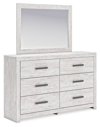 Cayboni Queen Panel Bed with Mirrored Dresser, Chest and Nightstand in Whitewash from Ashley - Luna Furniture