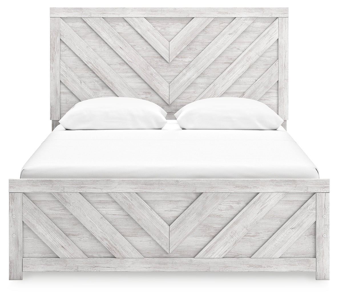 Cayboni Queen Panel Bed with Mirrored Dresser, Chest and Nightstand in Whitewash from Ashley - Luna Furniture