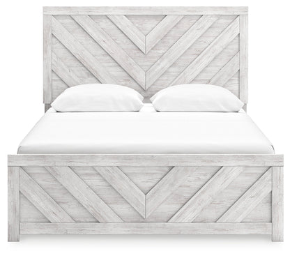 Cayboni Queen Panel Bed with Mirrored Dresser, Chest and Nightstand in Whitewash from Ashley - Luna Furniture